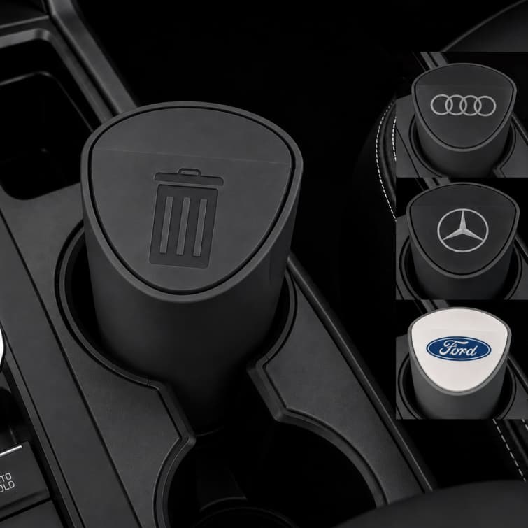 Lixeira Automotiva Porta Copos Carro Compacta Com Tampa Organizador de Lixo