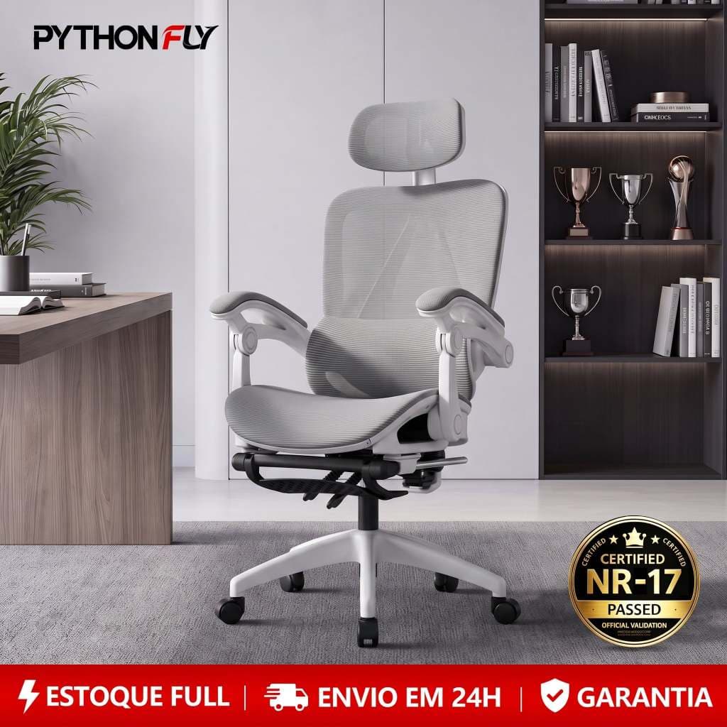 Cadeira Escritório Presidente Ergonômica Giratória Home Office Gamer Reclinável Malha Respirável Apoio 3D Lombar