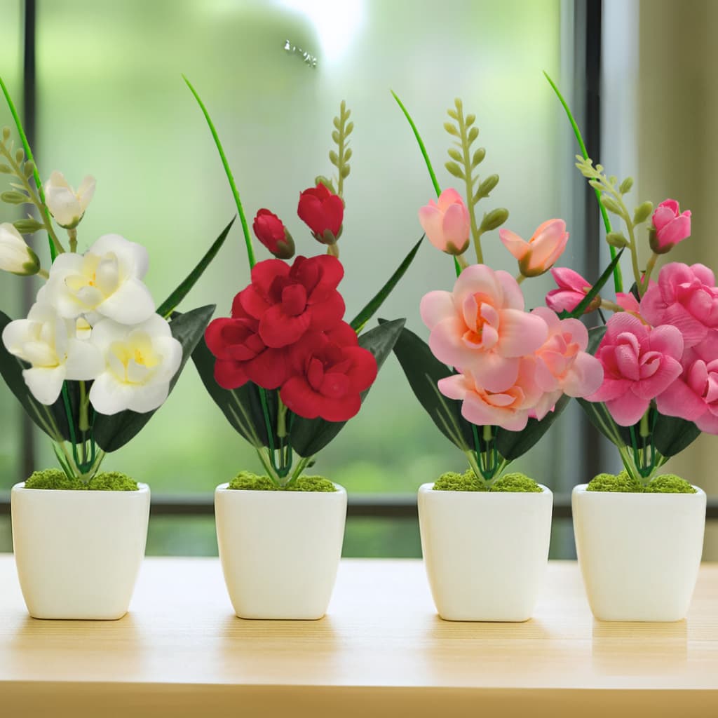 Arranjo De Flores Orquídeas Artificiais Decoração Kit 4