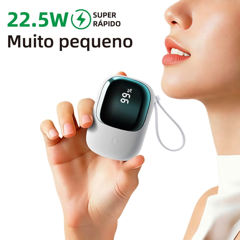 Carregador Portátil 10000mAh Display Digital Carga Rápida 3 Saídas Power Bank Universal para iPhone Samsung Android