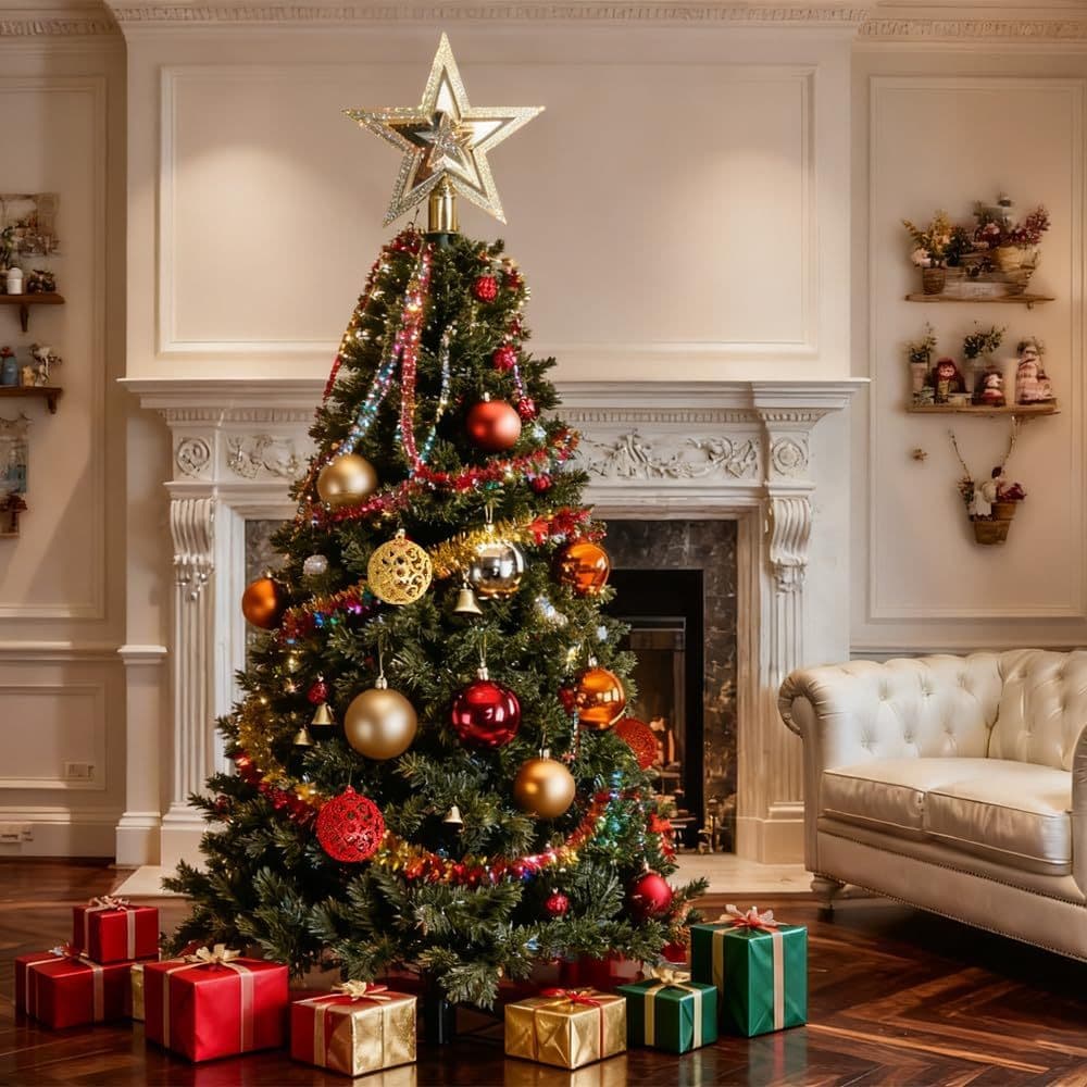 Kit 45 Enfeites de Natal Completo Pendurar Bolinhas Pinha Estrela Sino Decoração de Árvore Natalina Luxo