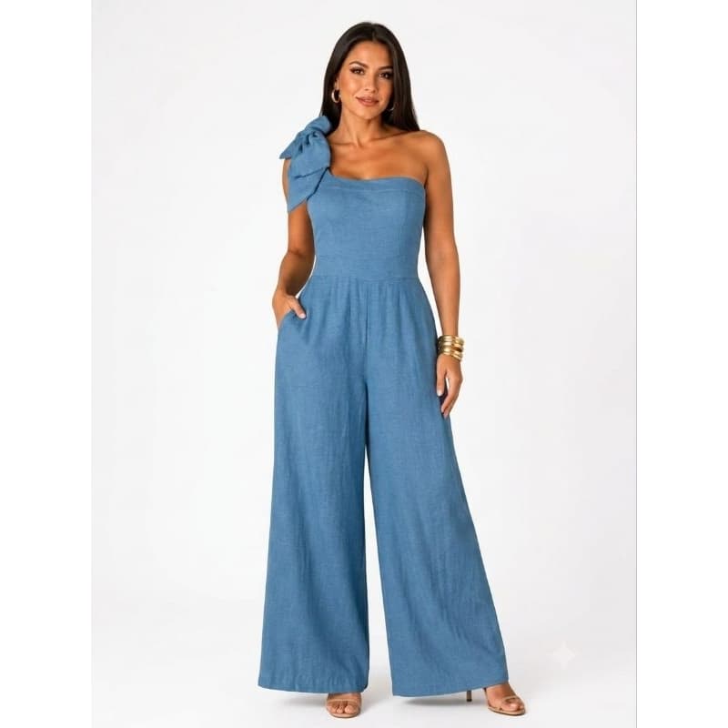Macacão Feminino Pantalona Com Lastex nas Costas Veste 42 e 44 – Com Forro e Bolso