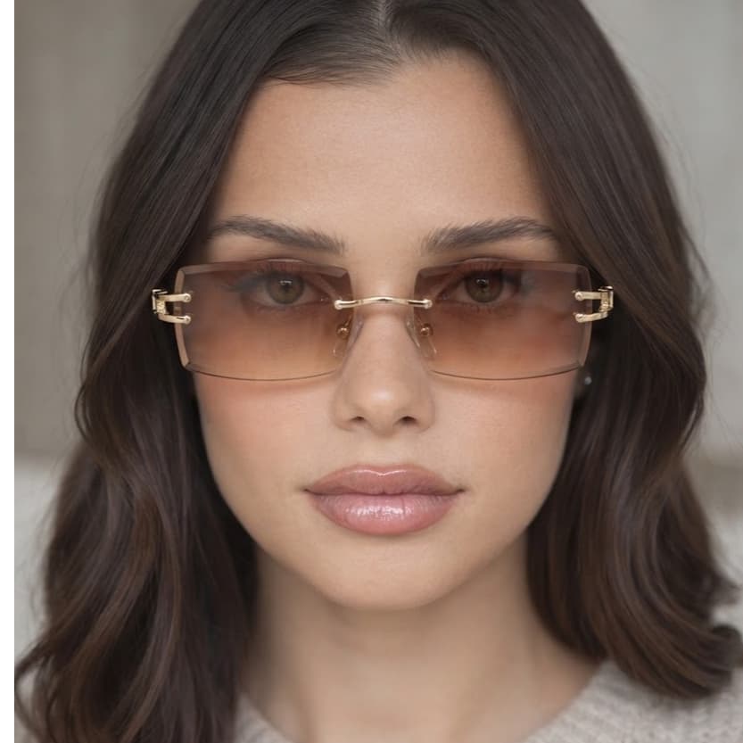 OCULOS DE SOL FEMININO MASCULINO SEM ARMAÇAO RETANGURA QUADRADO LENTES CLARAS COM PROTECAO UV