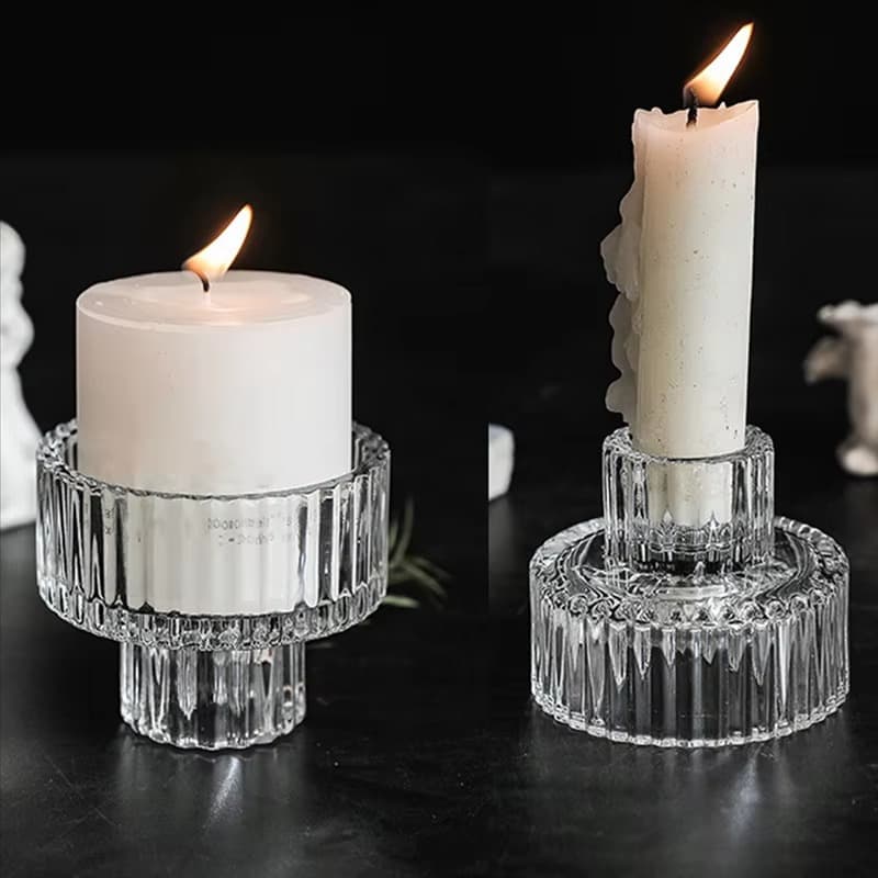 Castiçal de Vidro 2 em 1 Porta Vela Palito e Réchaud Decoração Elegante