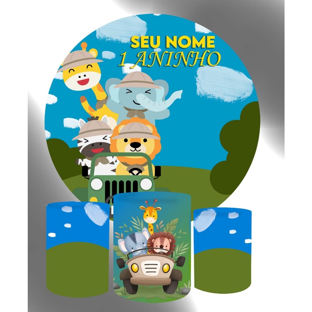 capas painel de festa kit + trio cilindros decoração personalizado com nome ela ou ele desenho