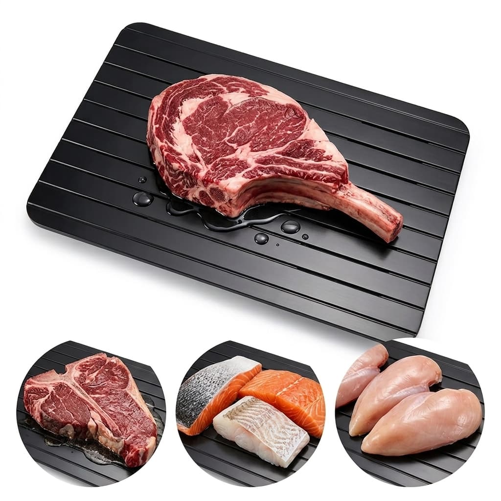 Tábua de Descongelar Carne 29cm Alumínio Antiaderente Rápido Sem Micro-ondas