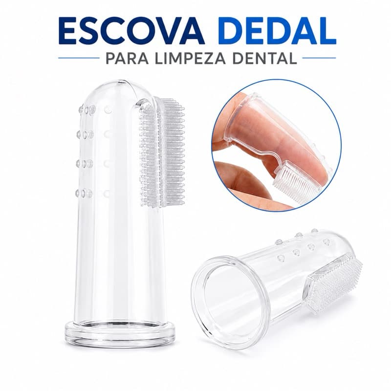 Escova Dedal Massageadora de Gengiva em Silicone Bebês e Pet Limpeza Bucal Primeiros Dentinhos
