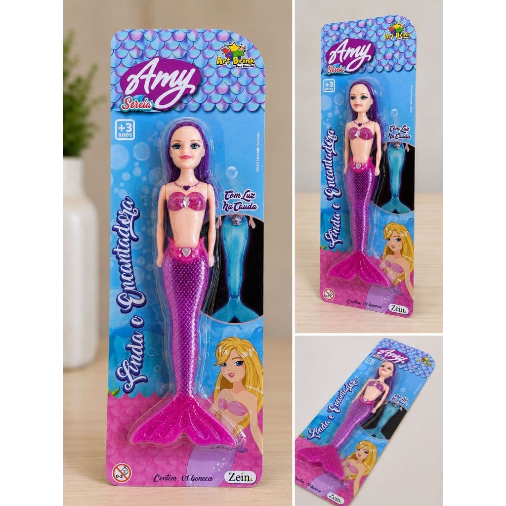 Boneca Sereia Amy com Luz na Cauda – Brinquedo Infantil