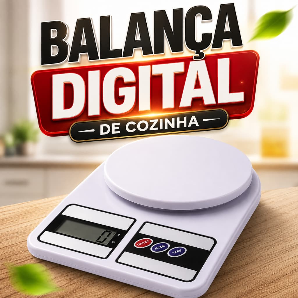 Balança Digital de Cozinha Precisão 1g Até 10kg com Função Tara Visor LCD - Com Pilhas para Alimentos Dieta Confeitaria