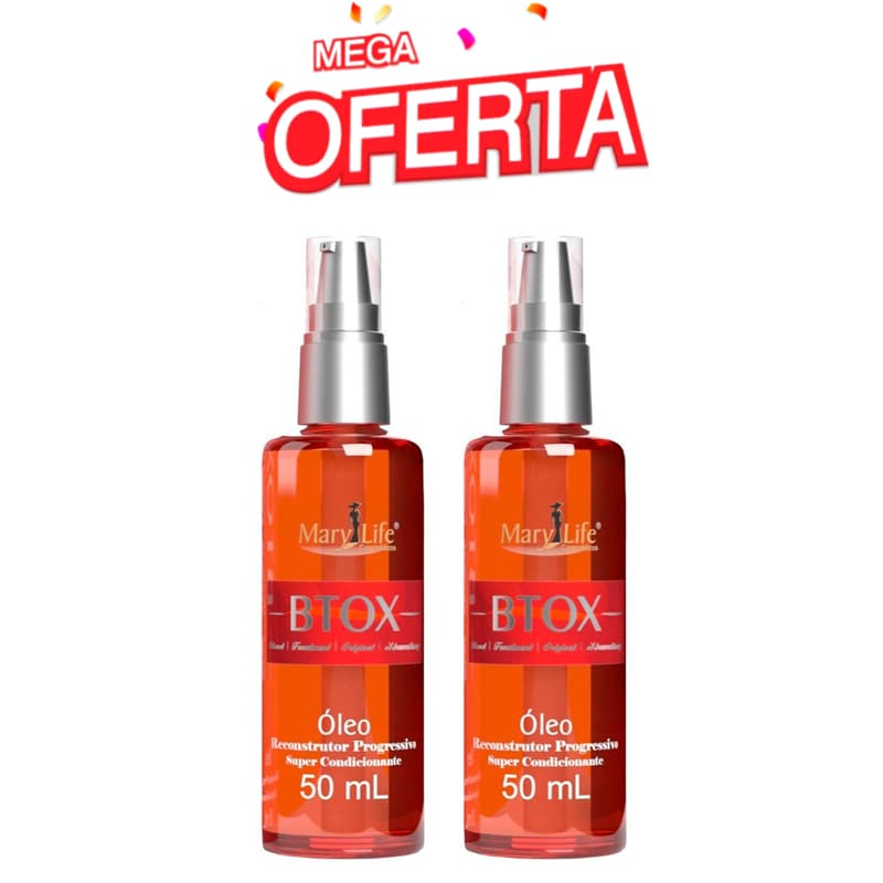 Kit 2 Óleo Btox 50mL Reparador de Pontas Capilar Mary Life Original
