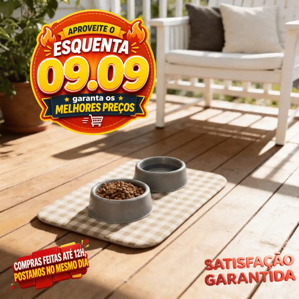 Tapete Pet Jogo Americano Para Gato e Cachorro ( BRINDE = Comedouro e Bebedouro 500ml. )