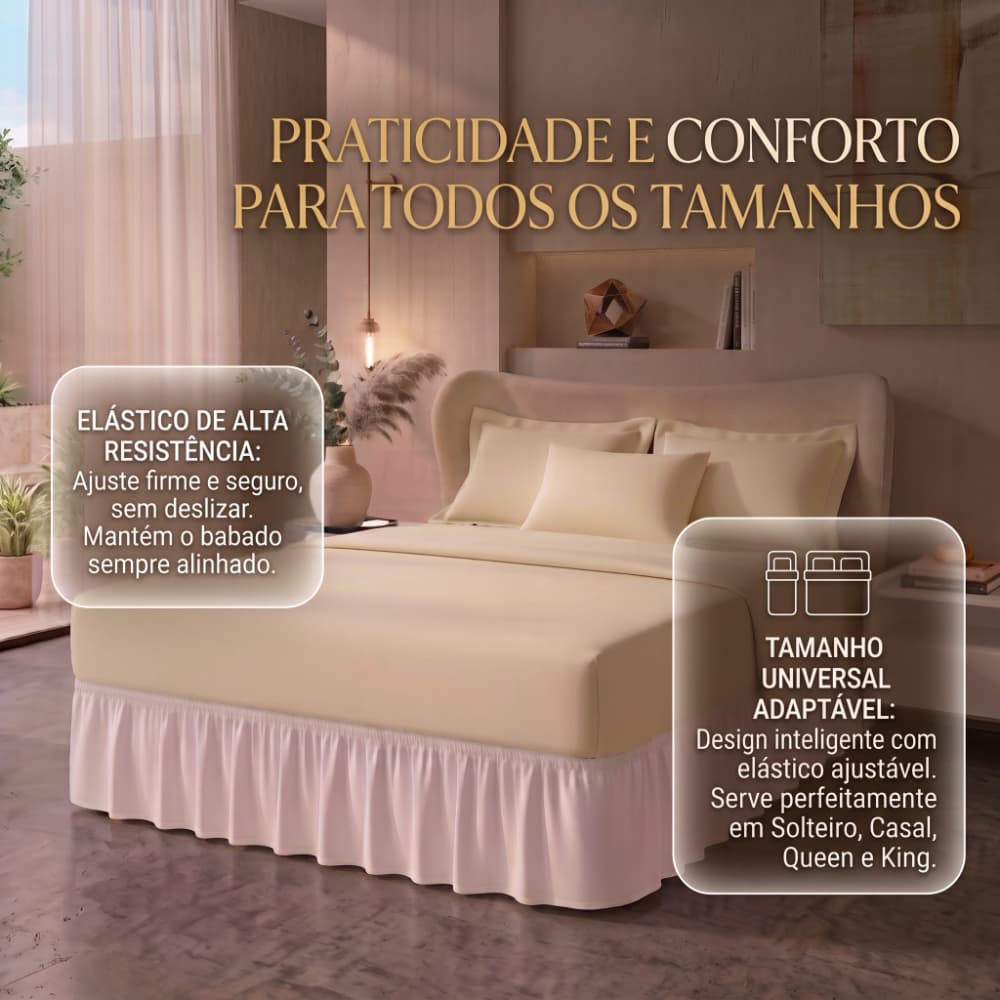 Saia Cama Box 300 Fios Tamanho Universal (Solteiro, Casal, Queen e King) Para Cama Box Size