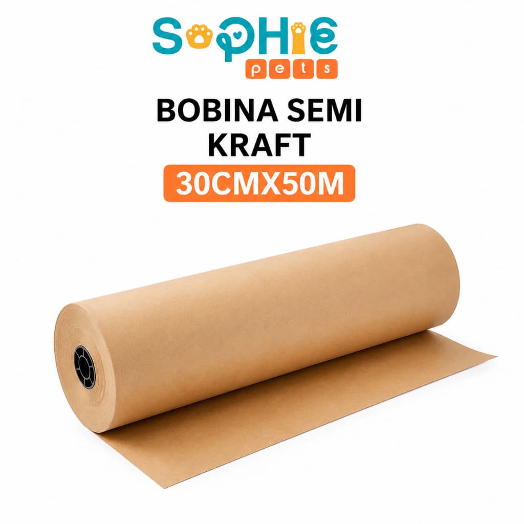 Papel Bobina Rolo Semi Kraft 30cmx50m Pardo Embalagem