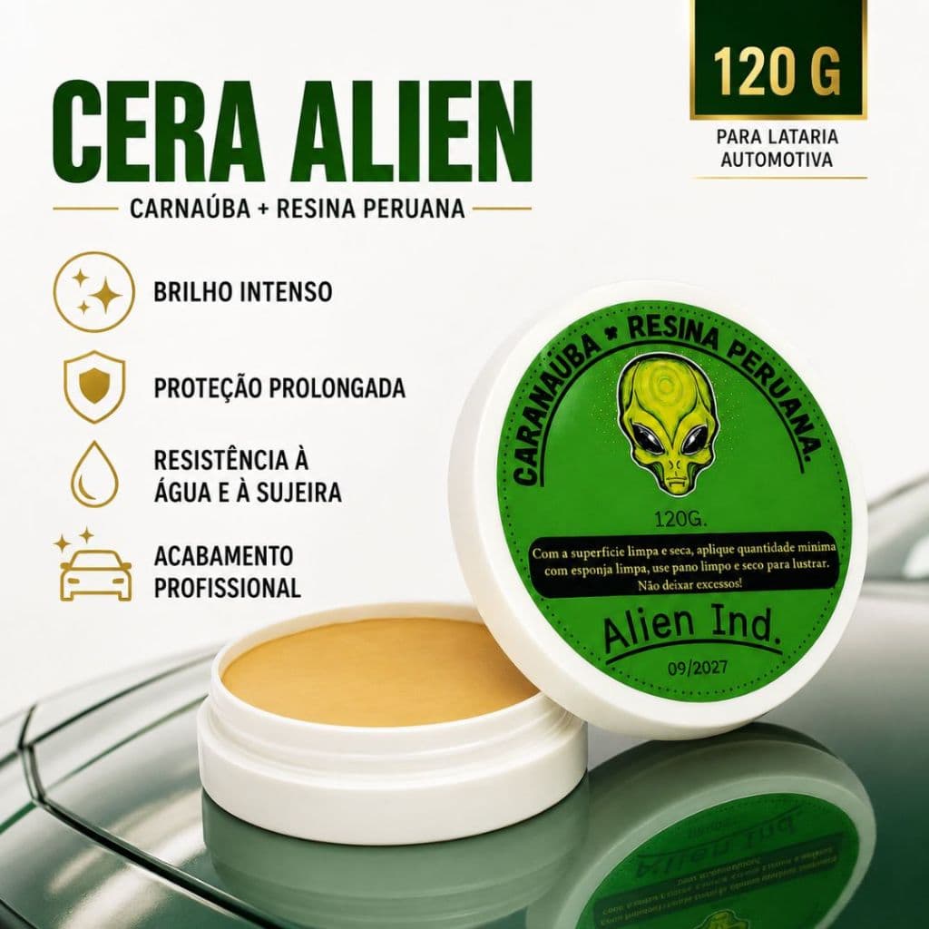 Cera Alien Ind Automotiva Carnaúba- Restaura Pintura Queimada - Remove Arranhões, Oxidação e Mancha
