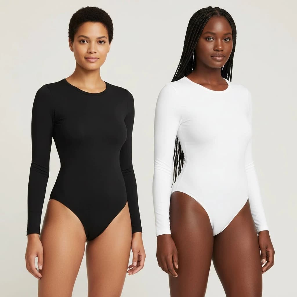 Body Feminino Manga Longa Suplex Segunda Pele Gola Careca Liso Básico Collant Blusa Inverno Preto Branco Azul