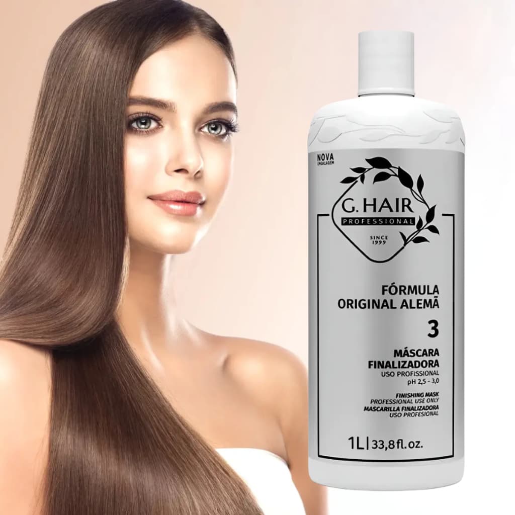 Mascara Finalizadora G.Hair Fórmula Alemã 1 Produto 1 Litro Brilho de Salão