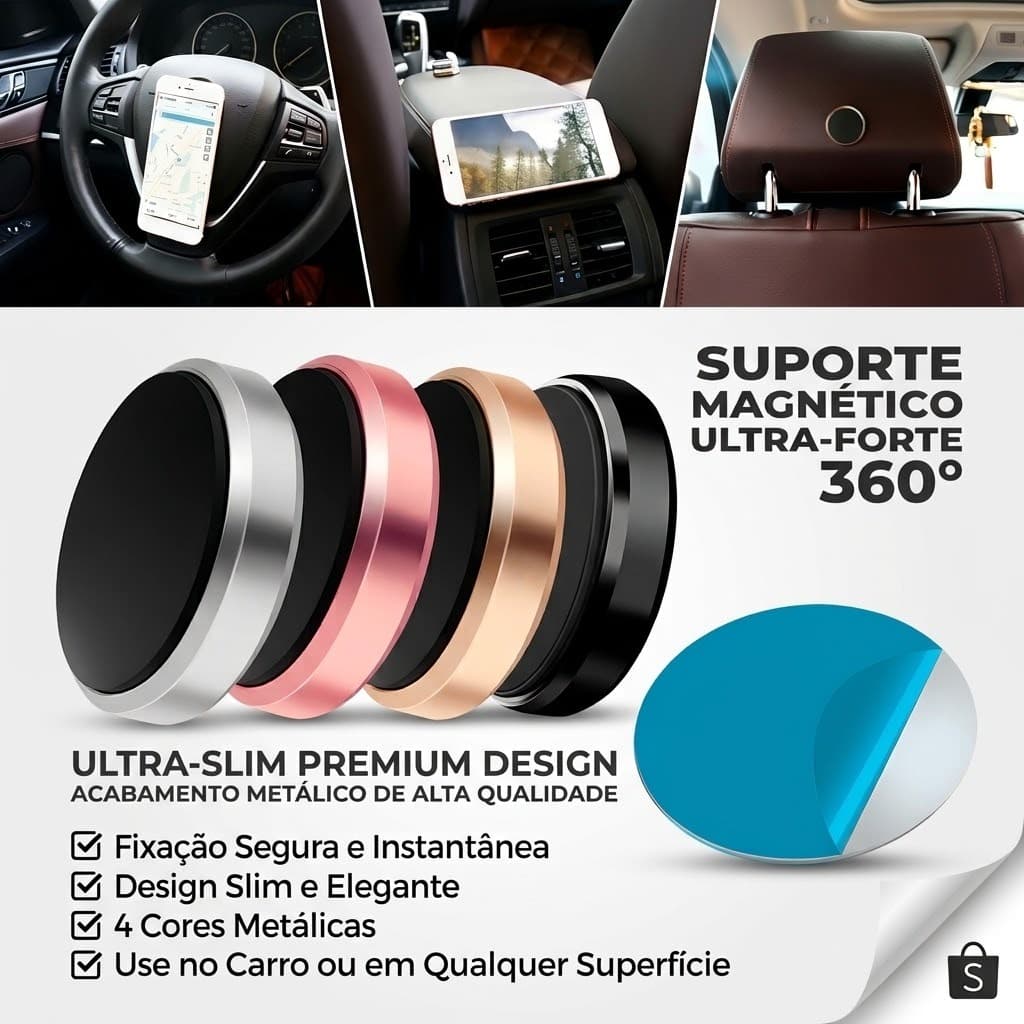 Suporte Veicular Magnético Para Celular Carro 360° Universal Ímã Forte Suporte Para GPS Painel