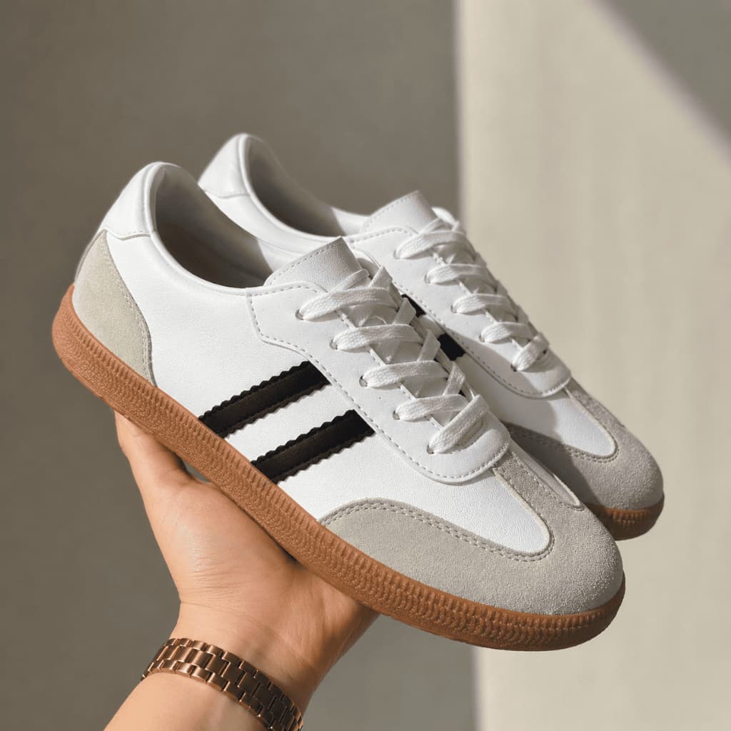 Tenis Feminino Casual AVA Vintage Leve Macio Samba Confortável Retro Moda Atual Preto Branco Nude Bege Vermelho Vizzano