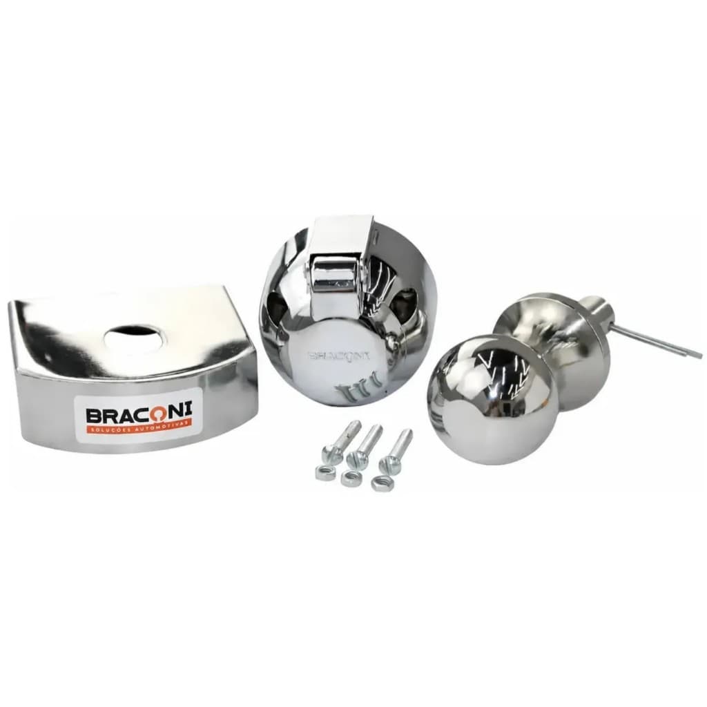 Kit De Engate Carretinha Esfera Tomada Capa Inox 90mm Tomada 6 Polos