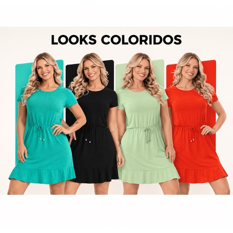 Vestido Feminino Casual Soltinho em Malha Premium Confortável Ideal para o Dia a Dia e Verão