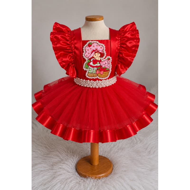 FANTASIA INFANTIL MORANGUINHO VERMELHA VESTIDO TEMA MORANGUINHO SALOPETE MORANGUINHO VINTAGE