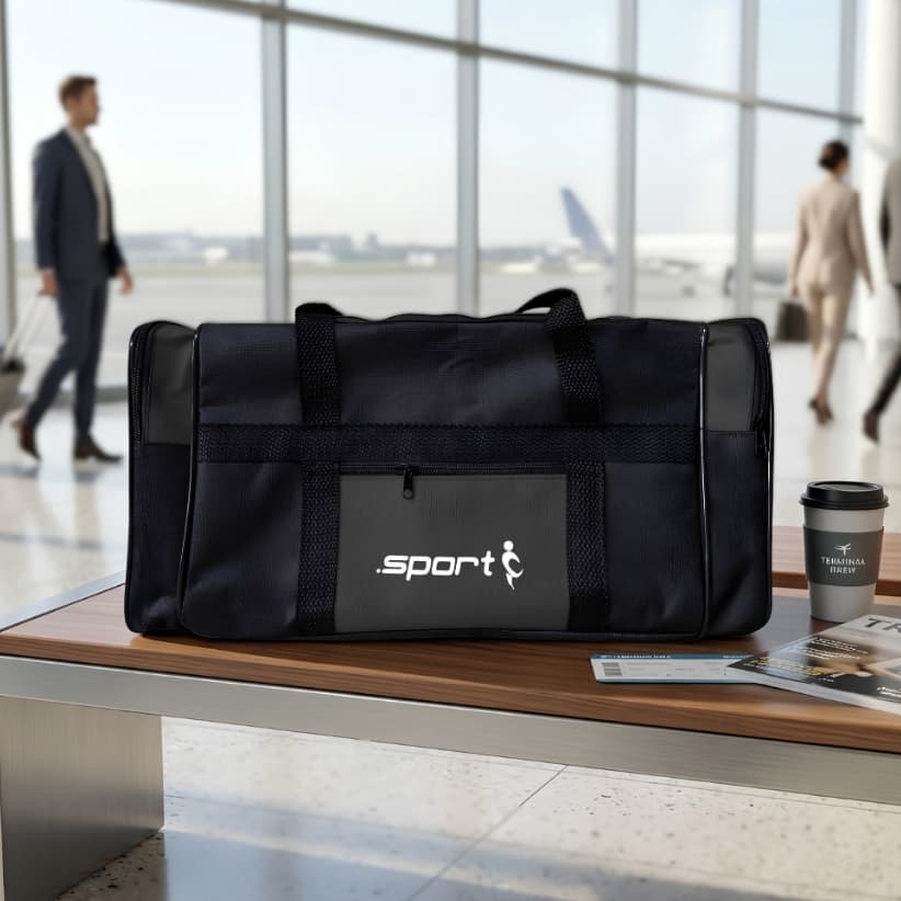 Bolsa de Academia e Viagem Preta GG com Zíper Resistente e Alta Capacidade - Bagagem de Mão, Academia/Futebol/Treino