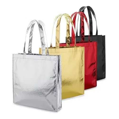 Kit 10 Sacola Tnt Bolsa Metalizada 36x32 Festa Evento Ecobag