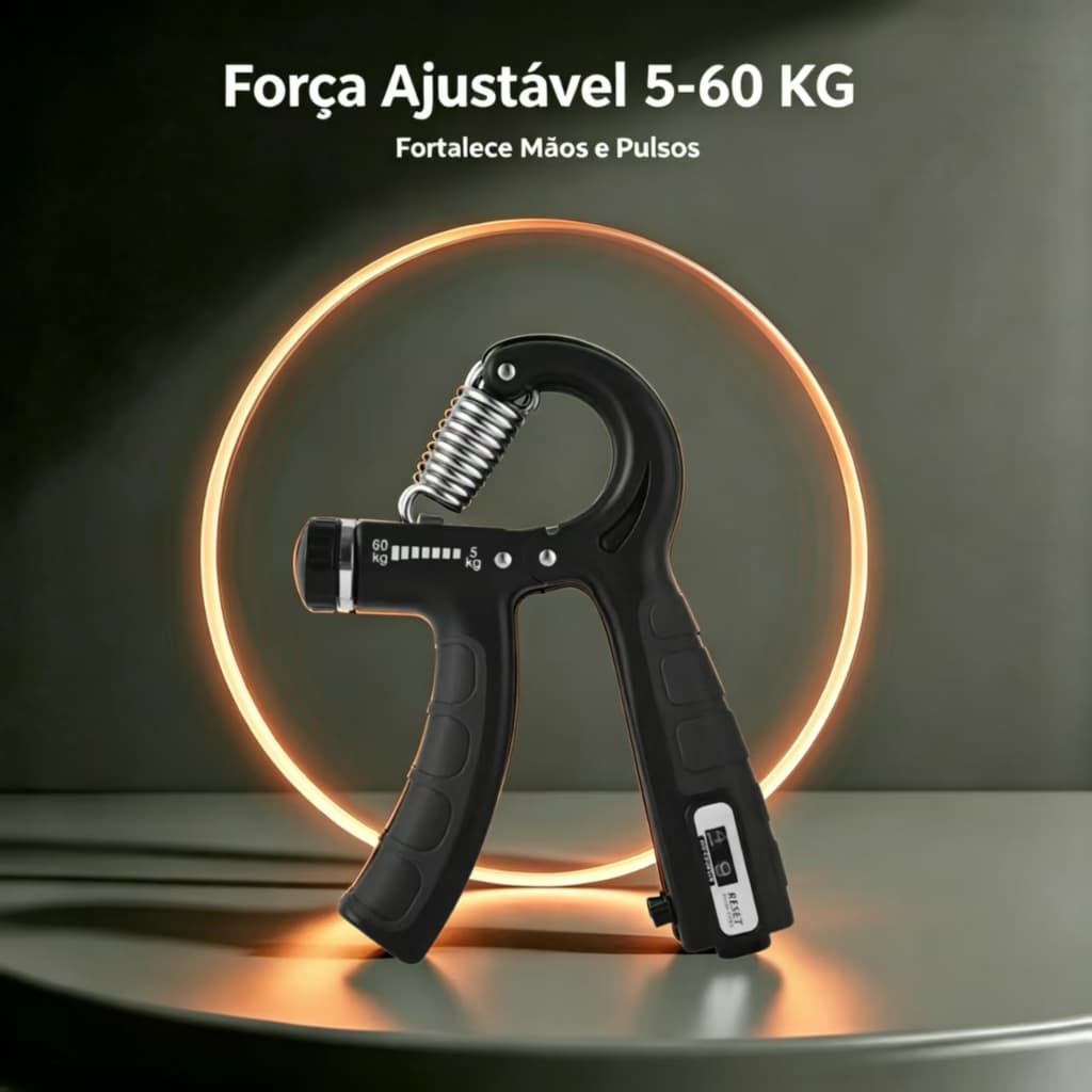 Aparelho Exercitador de Mão com Contador Digital Ajustável 5-60kg Fortalecedor de Punho Hand Grip