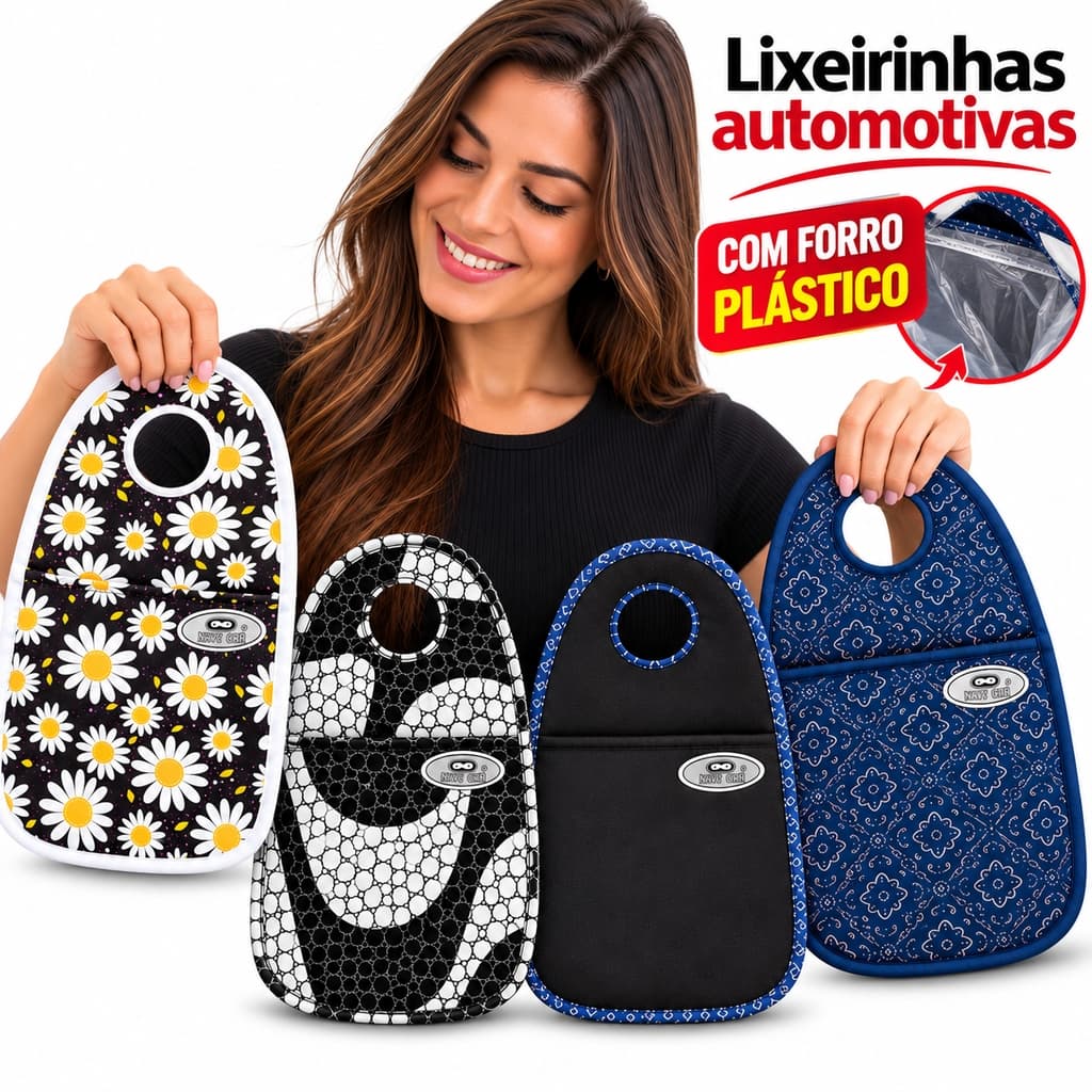 Lixeira Para Carro ESTILO Porta Lixo Automotivo Organizador Câmbio Console Veicular