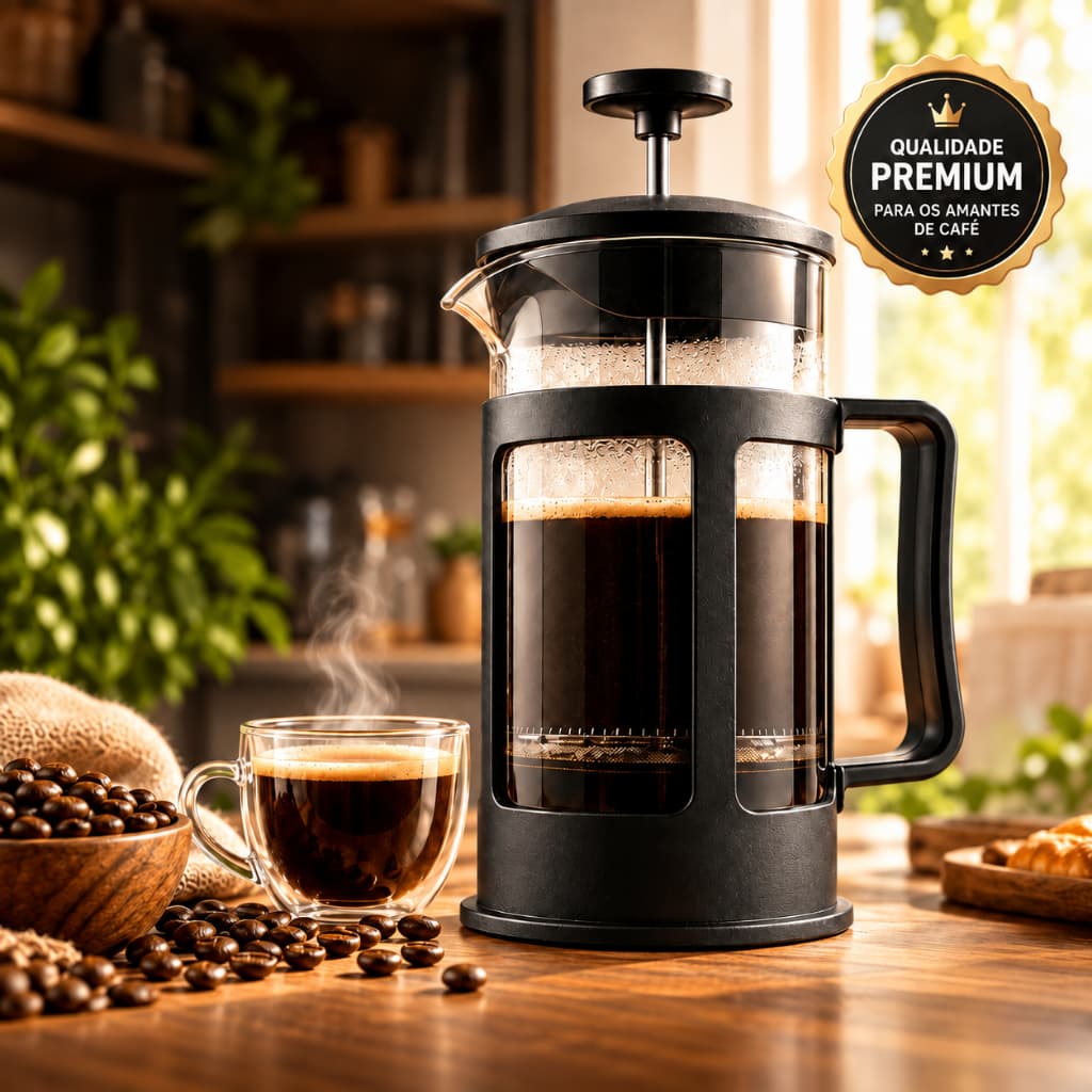 Cafeteira Prensa Francesa 600ml Preta Pressenzza Filtro Inox Premium