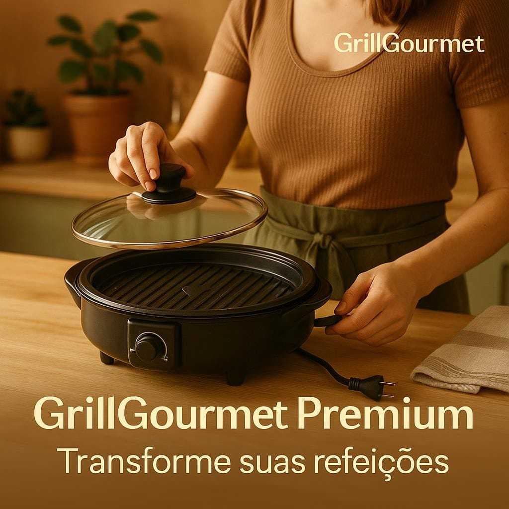 Grill Elétrico Redondo Termostato 220V Compacto Prático