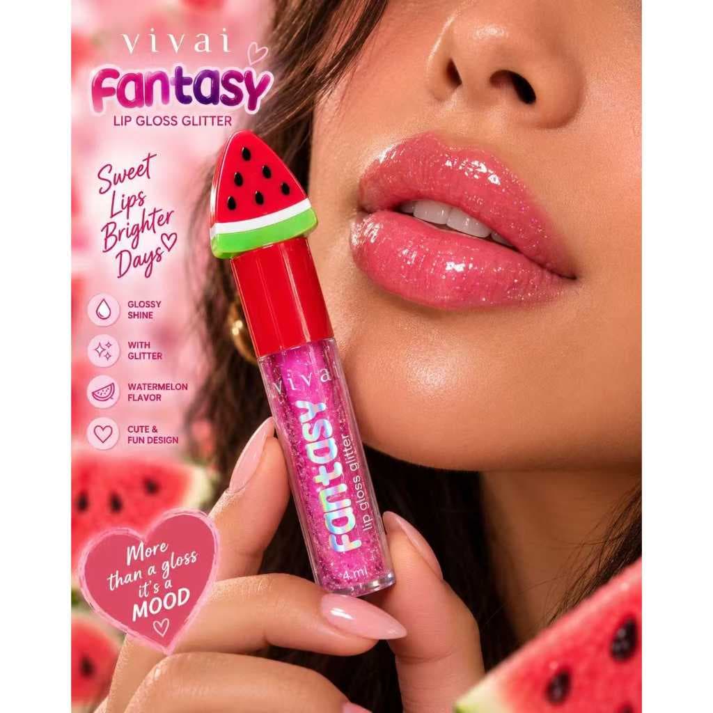 Kit 6 Gloss Labial Melancia com Chaveiro Lip Gloss Hidratante Brilho Labial Atacado Revenda