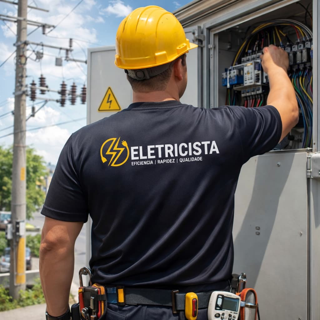 Camiseta Masculina Eletricista Básica Trabalho Camisa Premium Confortável Uniforme parte Elétrica Street