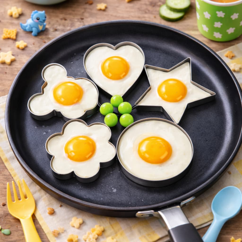 1 a 5 Forma Ovo Frito Tapioca Omelete Molde Silicone  Redondo Panqueca Sanduíche Criança