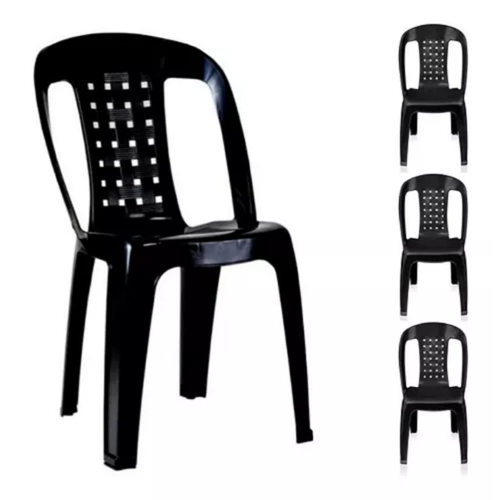 Kit Com 4 Cadeiras De Plástico Bistro Conjunto Completo Cadeiras Bar Area Lazer Eventos