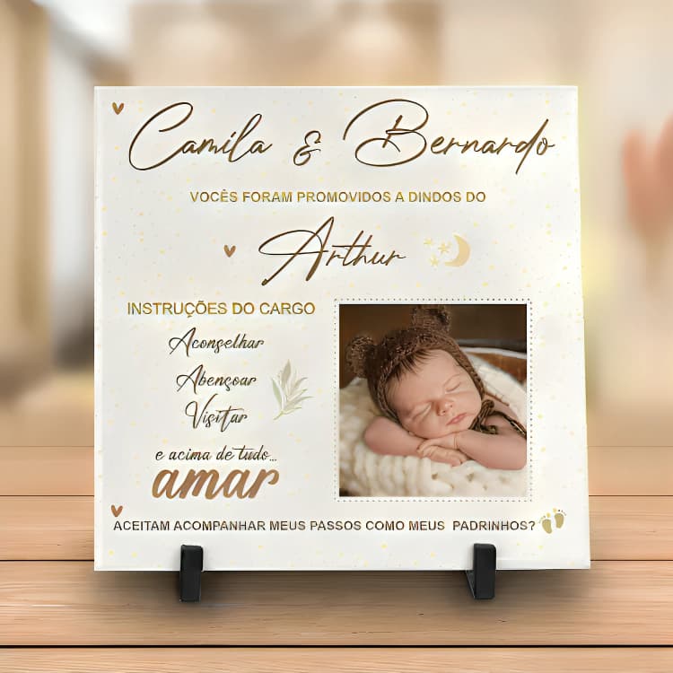Azulejo Personalizado Convite para Dindos/Dindas | Padrinhos/Madrinhas Presente - Envio Imediato