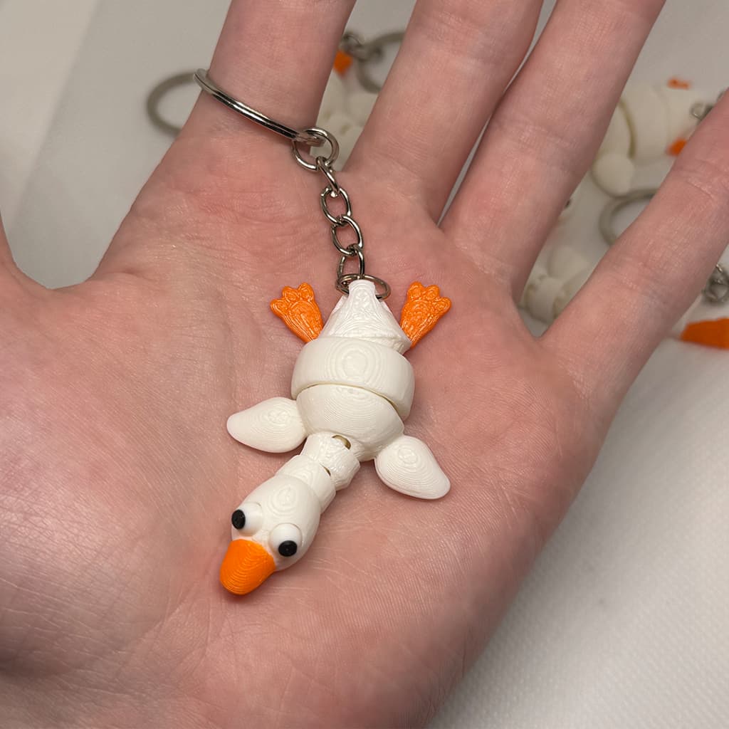Chaveiro Ganso Articulado 3D Flexível Mini Animal Decorativo