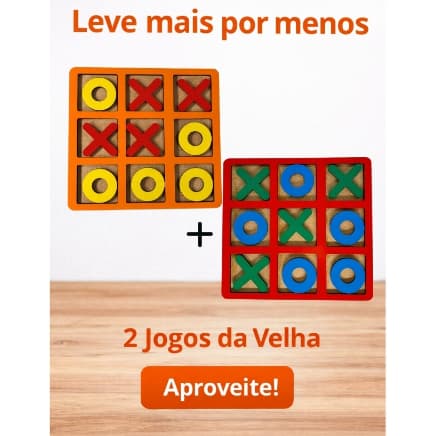 Jogo da Velha Infantil Educativo Pedagógico Desenvolve Raciocínio  Brinquedo Sem Tela Kit 2 Unidades