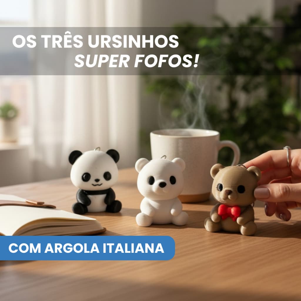 Chaveiros Os Três Ursinhos – Panda, Urso Pardo e Urso Polar | Super Fofos!