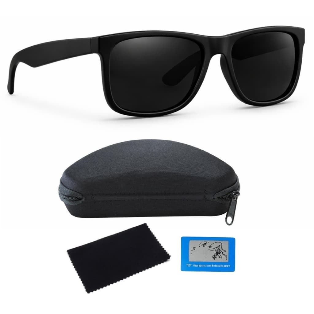 Óculos de Sol Quadrado Polarizado UV400 Preto Premium Preto Unissex Esportivo Moda 2026 + Acessórios