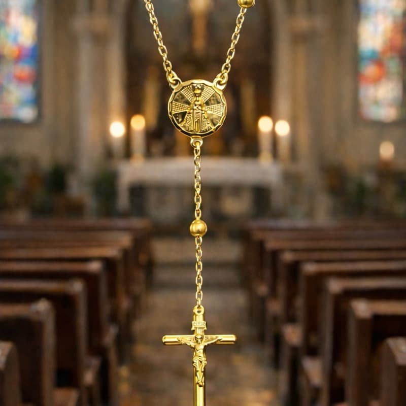 Terço Nossa Senhora Dourado Moeda Antiga