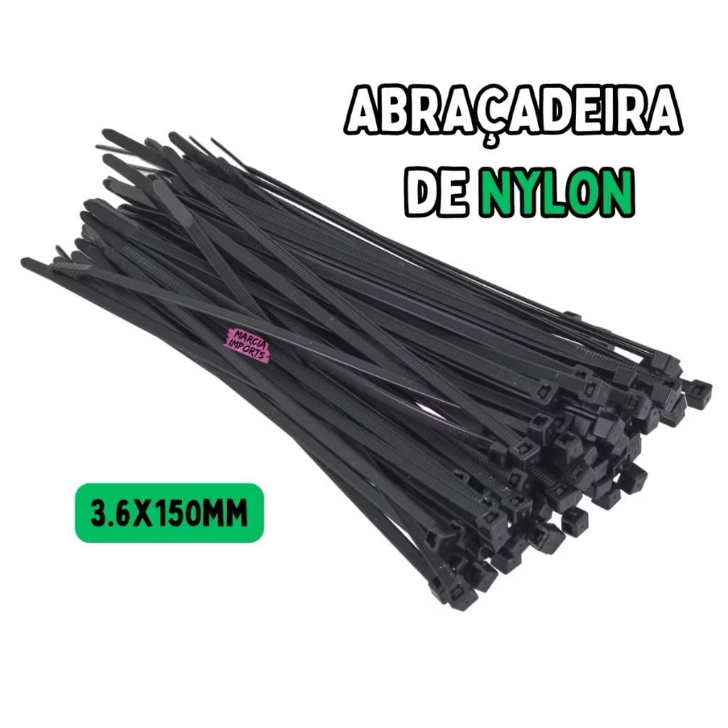 Kit 100 Abraçadeira de Nylon Enforca Gato Cinta Plástica---3,6X150MM