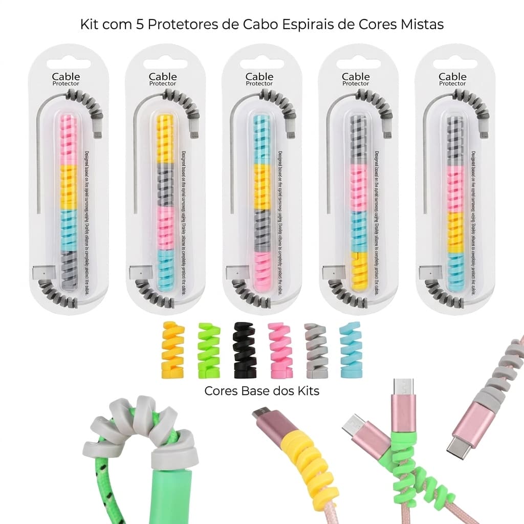 Kit 1/3/5/7/10/15 Protetor Cabo Lightning Carregador Protetor De Dados Compacta Portátil Anti Quebra