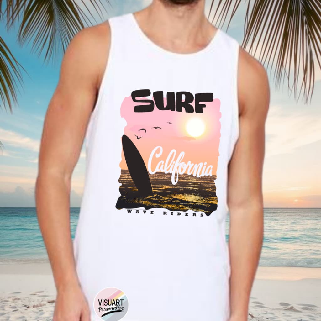 Regata Masculina Surf 100% Poliéster Branca