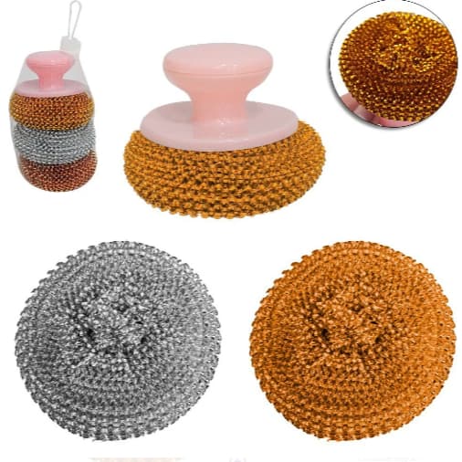 Esponja de limpeza anti-risco com cabo de plástico – 3 peças Prática e eficiente ideal para limpar