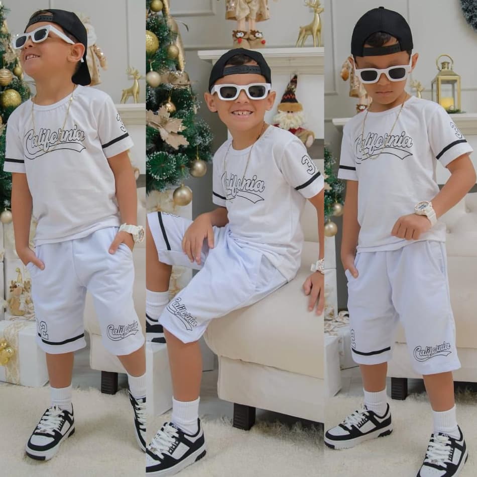 Roupa Infantil Camisa e Bermuda Menino Moletinho Lançamento