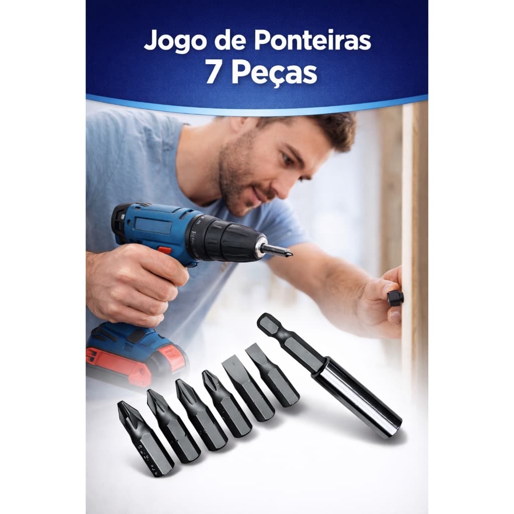 Jogo De Bits / Ponteiras 7 Peças Adaptador Magnético Mtx