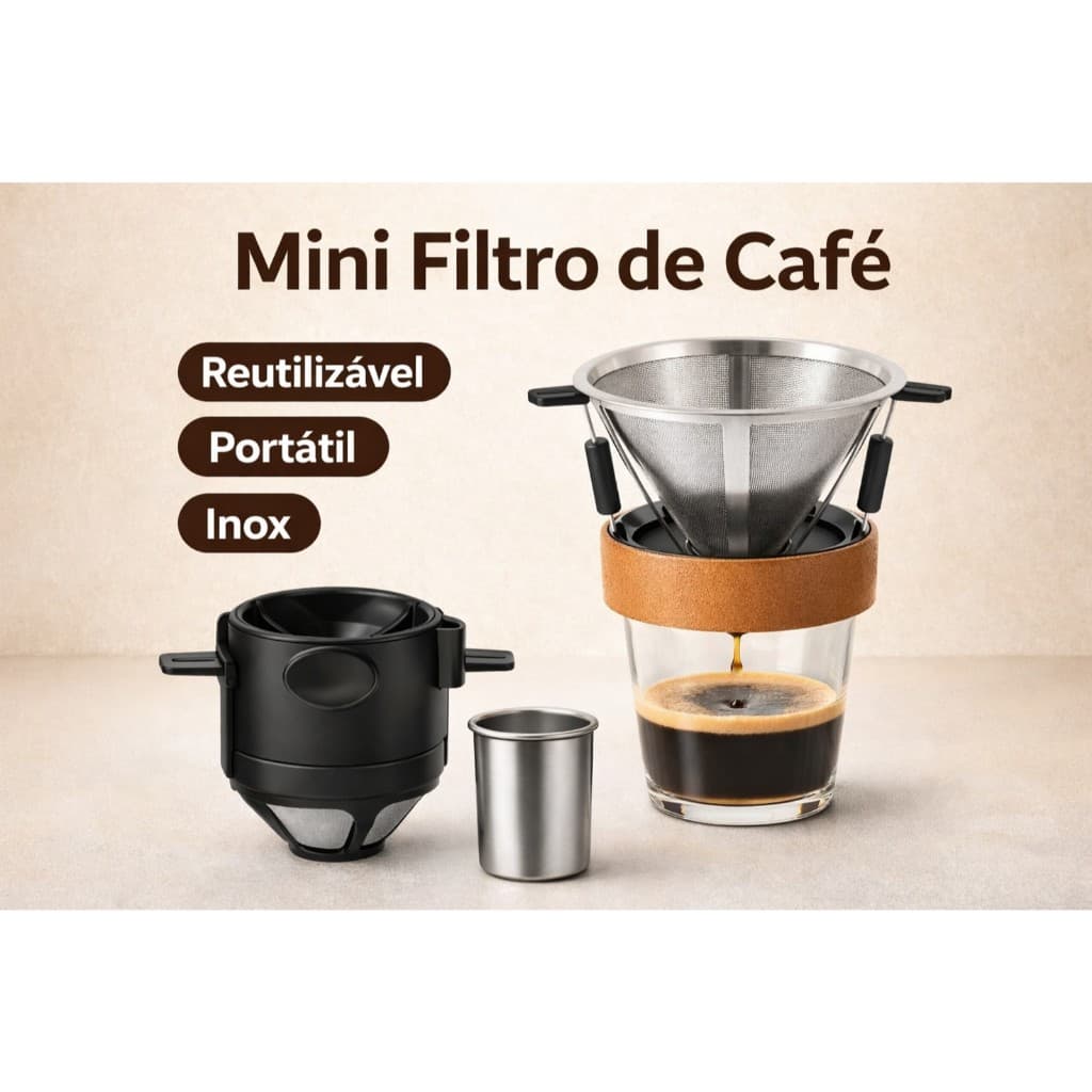 Filtro de Café Inox Reutilizável Portátil Dobrável | Dripper Café Sem Papel