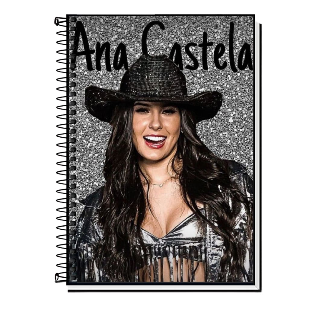 Caderno Escolar Ana Castela | Sertanejo - Boiadeira | Capa Dura & Espiral Resistente 1,10,15 e 20 Matérias