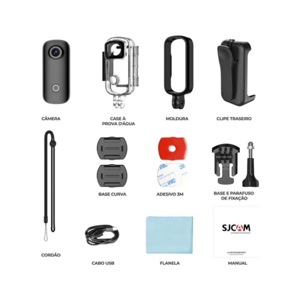 Câmera Corporal Full HD Compacta SJCAM C100 Plus – Ideal Para Esportes e Jogos